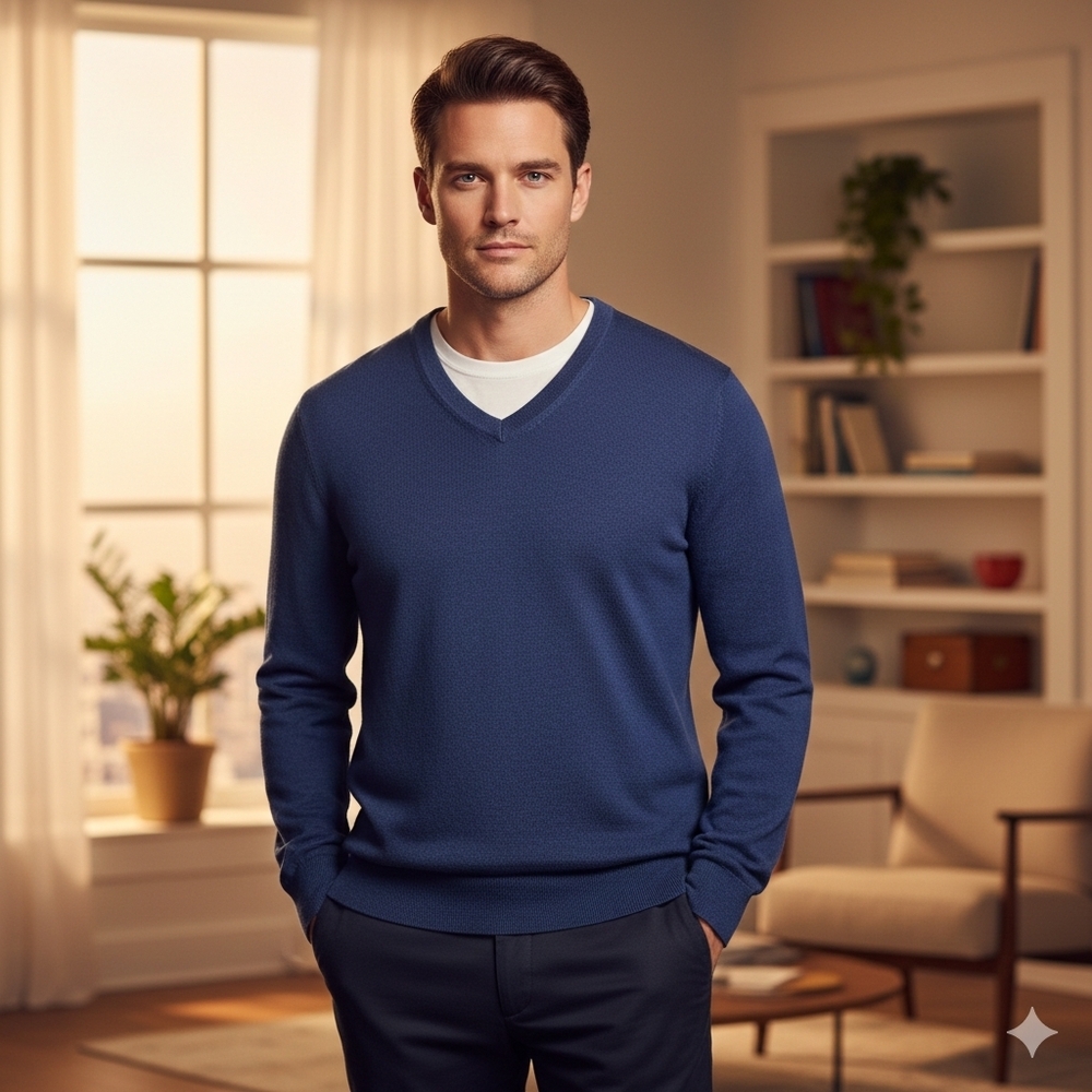 Banana Republic Men's Quiet Luxury Silk Blend Navy Knit Sweater Size Medium
